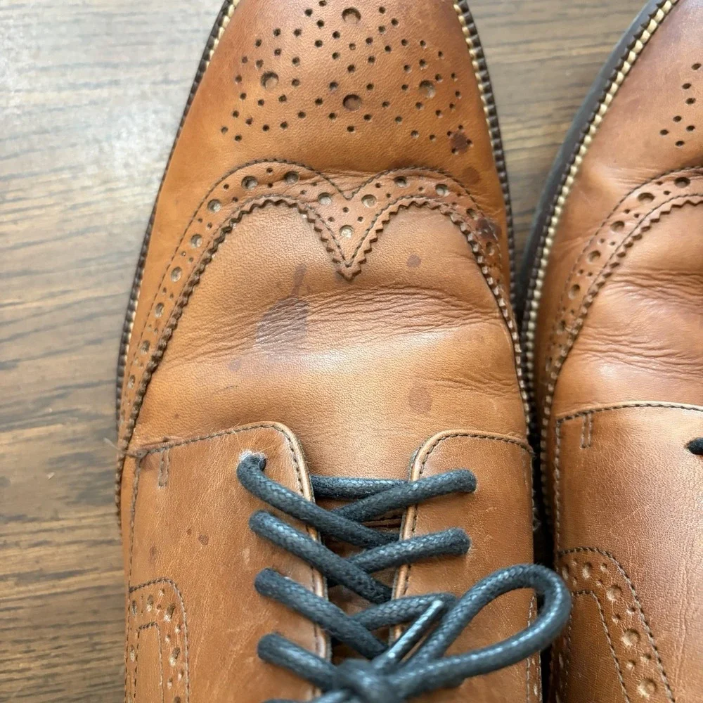 Cole Haan Men's Brown Leather Wingtips Size 10.5 Oxford Brogues